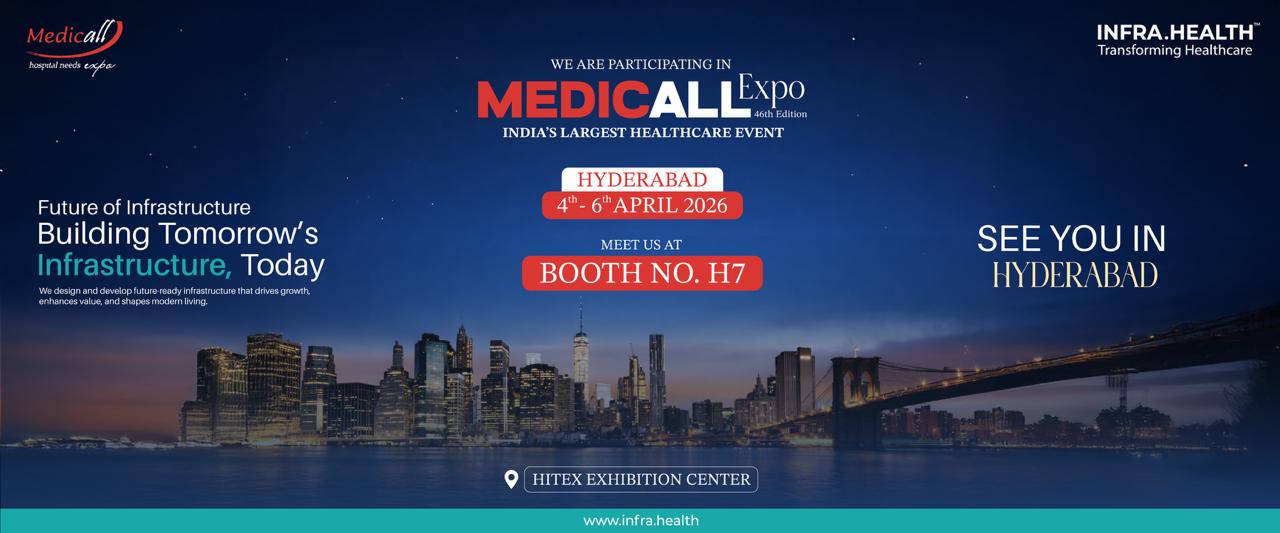 Infra.Health is participating at the Medicall Expo, Hyderabad 2026! Meet Us from 4th to 6th April.